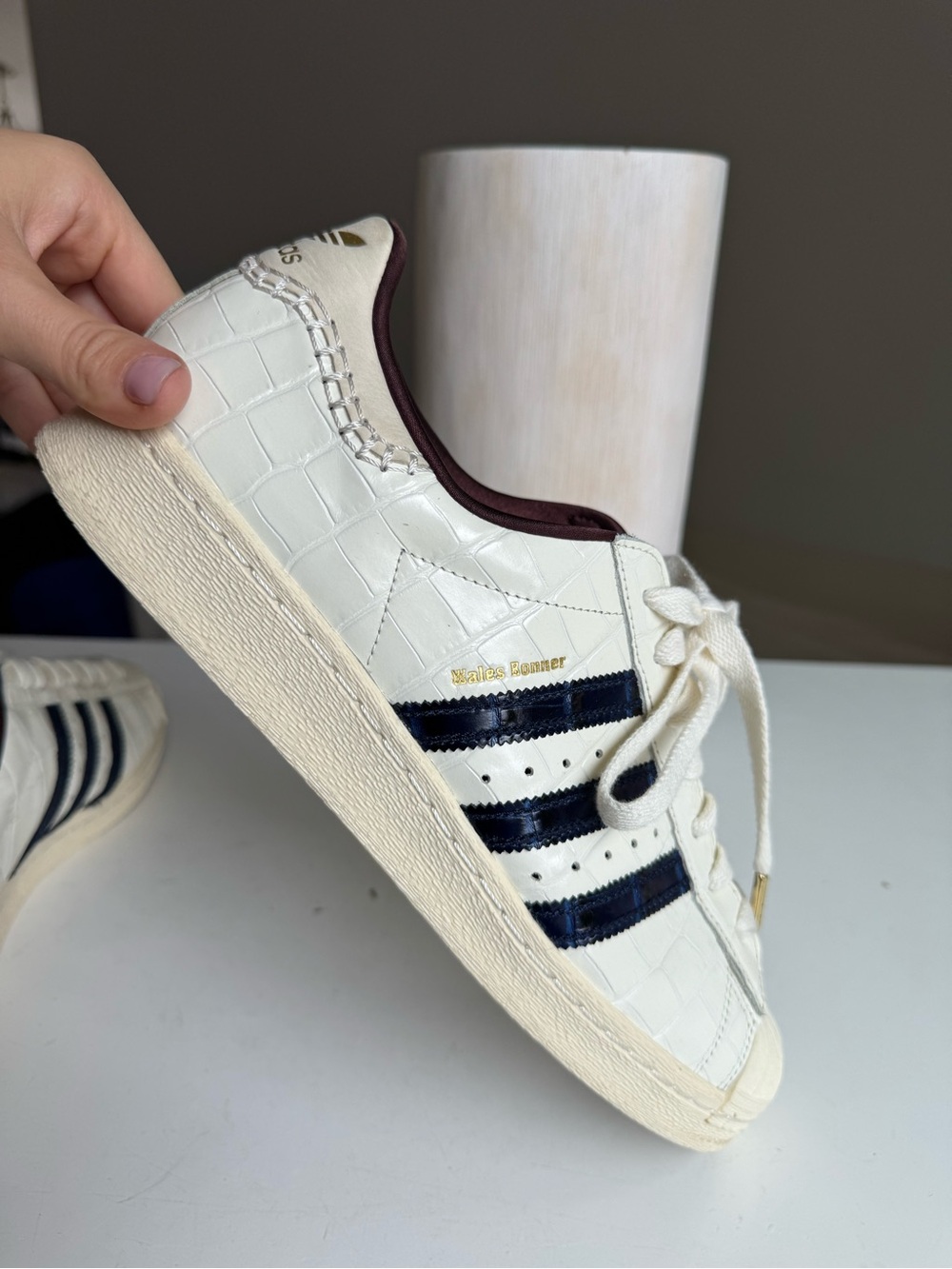 adidas Superstar Wales Bonner Croc White Navy Sneakers Size 13 - Picture 11 of 16